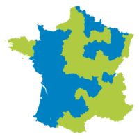 carte de France avec les départements avec récolte de lait en bleu